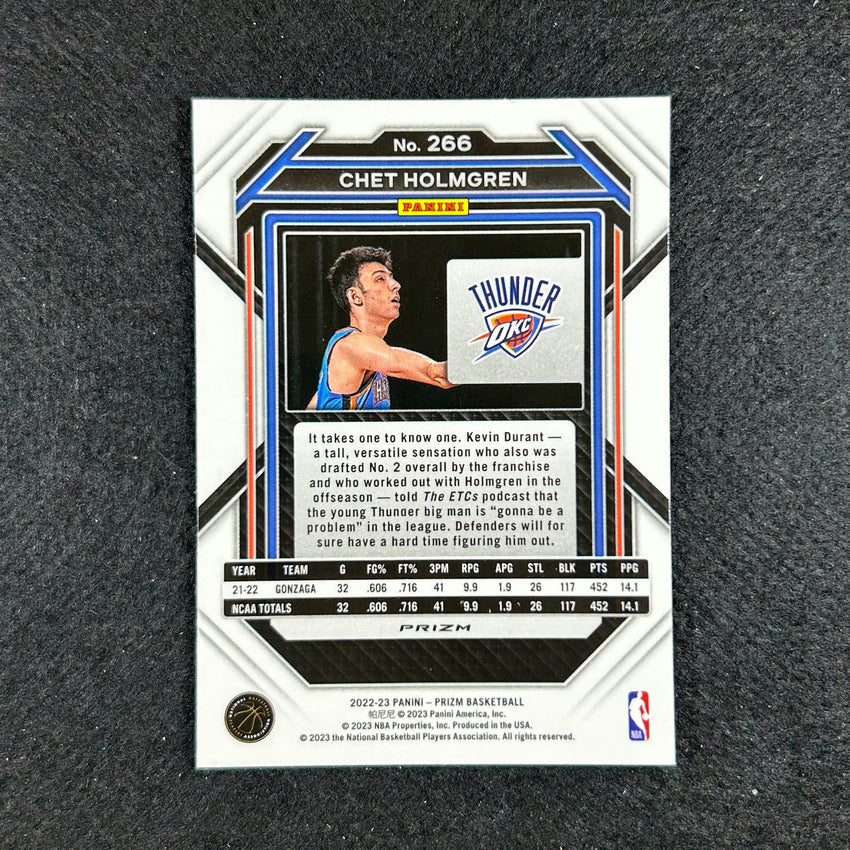 2022-23 Prizm Chet Holmgren Rookie Silver Prizm No 266 B