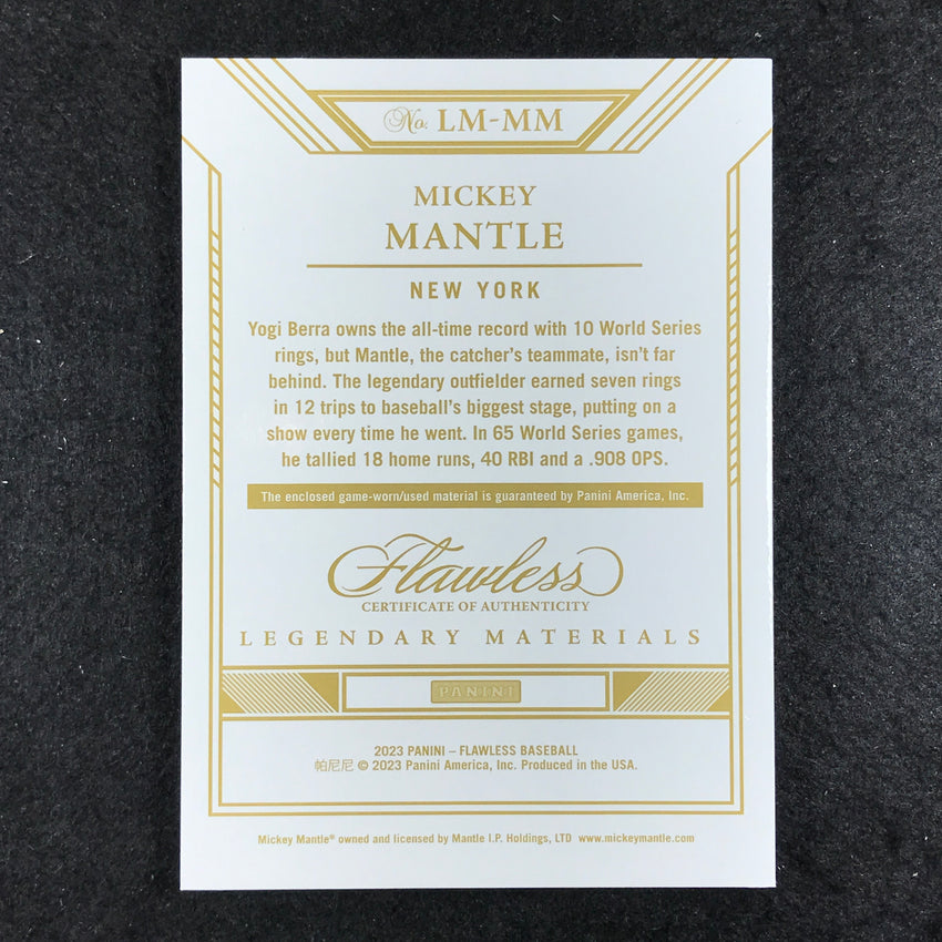 2023 Flawless Mlb Mickey Mantle Legendary Materials Dual Relic Ruby 14/20