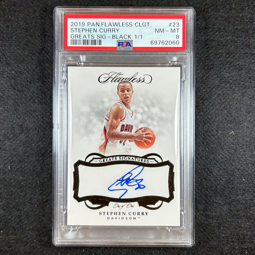 2019-20 Flawless Collegiate Stephen Curry Great Signatures Auto Black 1/1 Psa 8