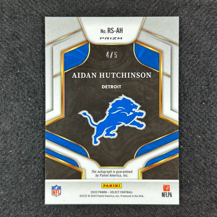 2022 Select Aidan Hutchinson Rookie Signatures Auto Green 4/5