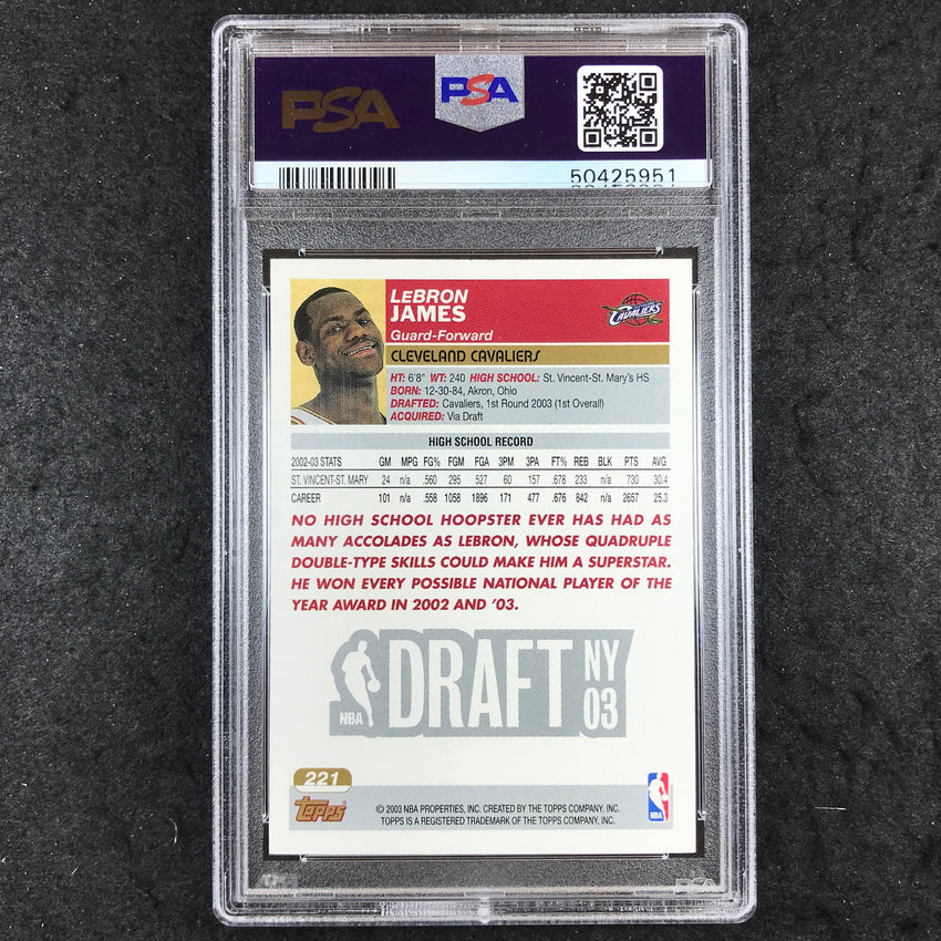 2003-04 Topps LEBRON JAMES Rookie Base #221 PSA 5 (951)