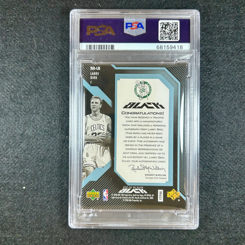 2007-08 Upper Deck Black Larry Bird Numbers Patch Auto White 1/1 PSA 7 418