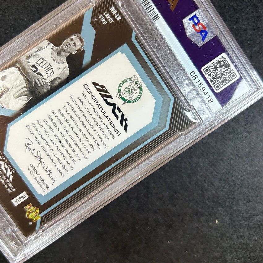 2007-08 Upper Deck Black Larry Bird Numbers Patch Auto White 1/1 PSA 7 418