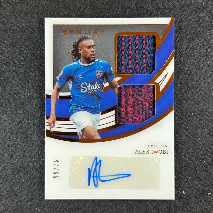 2022-23 Immaculate Alex Iwobi Dual Swatch Relic Auto Bronze 47/66