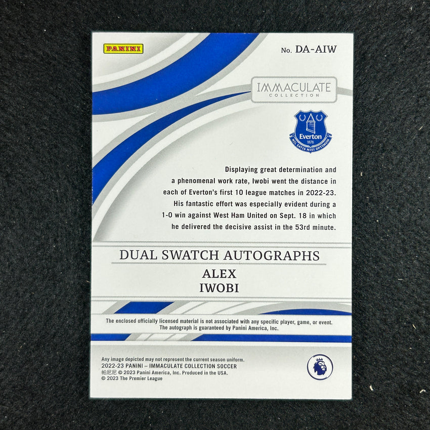 2022-23 Immaculate Alex Iwobi Dual Swatch Relic Auto Bronze 47/66