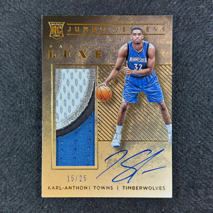 2015-16 Luxe Karl-anthony Towns Rookie Jumbo Jersey Patch Auto Gold 15/25