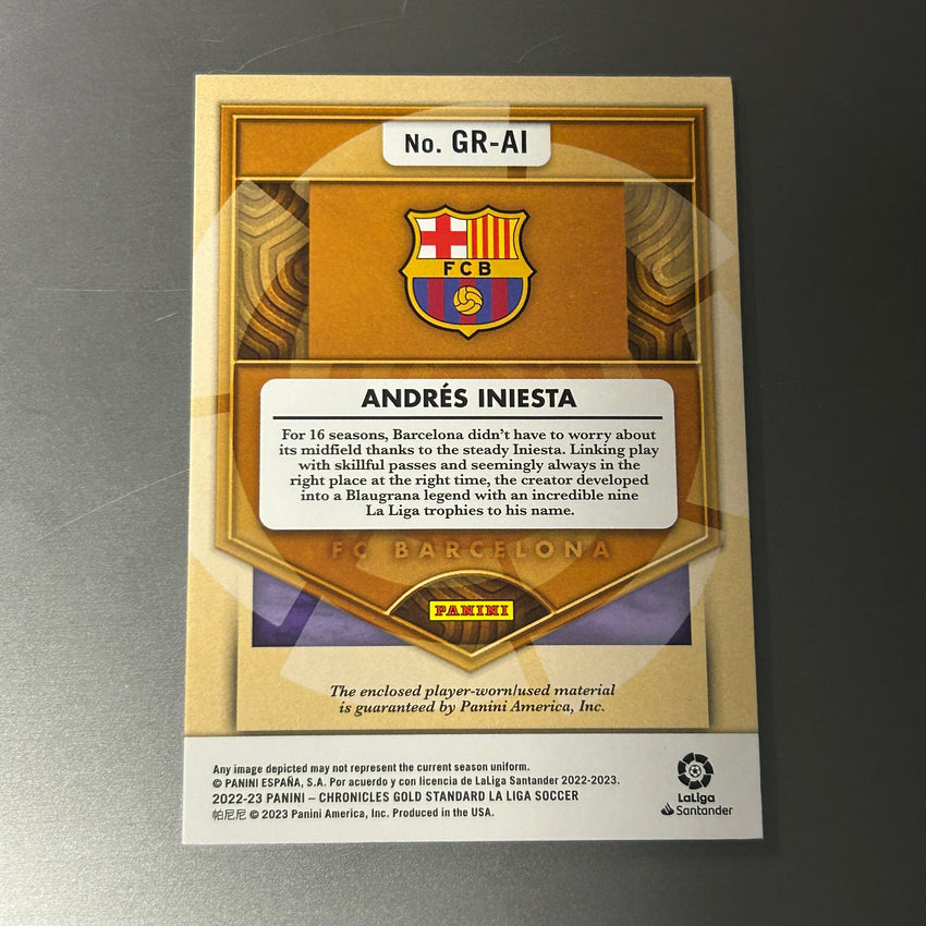 2022-23 Chronicles La Liga Andres Iniesta Gold Standard Gold Rush Jersey 9/25