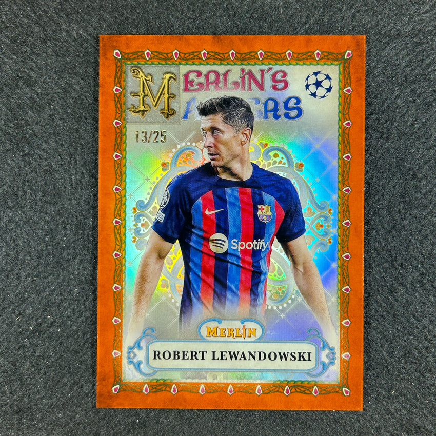 2022-23 Merlin Chrome Uefa Robert Lewandowski Merlins Masters Orange 13/25