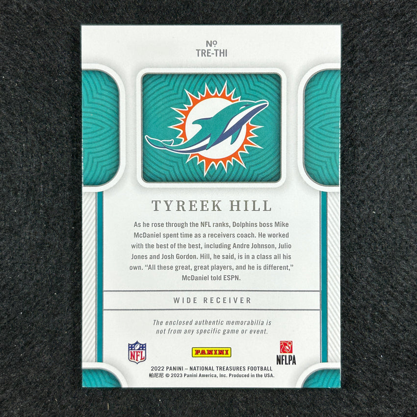 2022 National Treasures Tyreek Hill Tremendous Treasures Relic Patch Gold 3/10