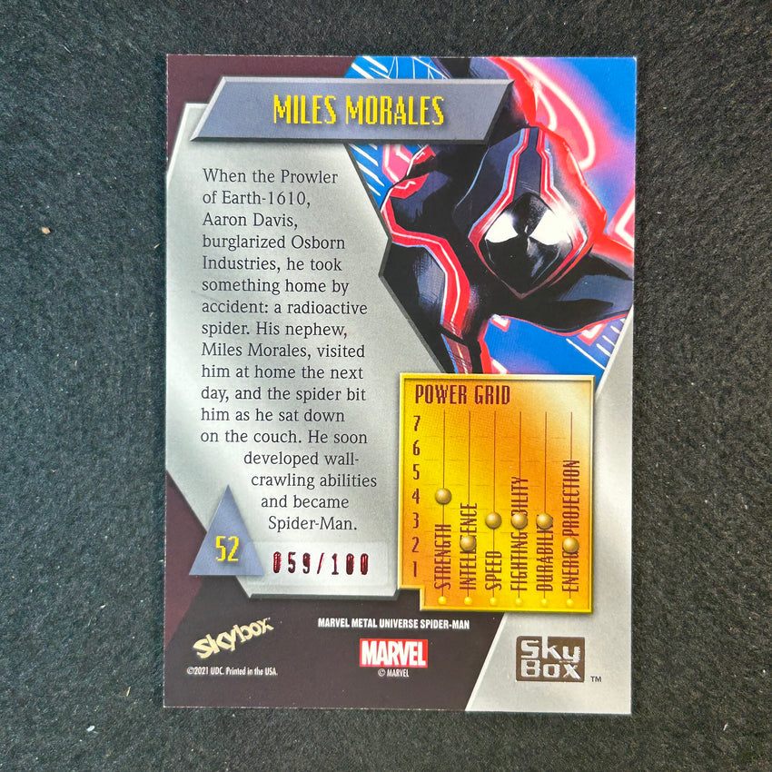 2021-2022 Marvel Spider-man Metal Miles Morales Precious Gems Pmg Red 59/100