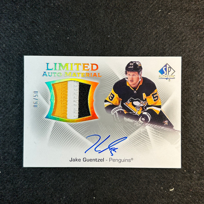 2021-22 Sp Authentic Nhl Jake Guentzel Limited Auto Material Patch Gold 6/50