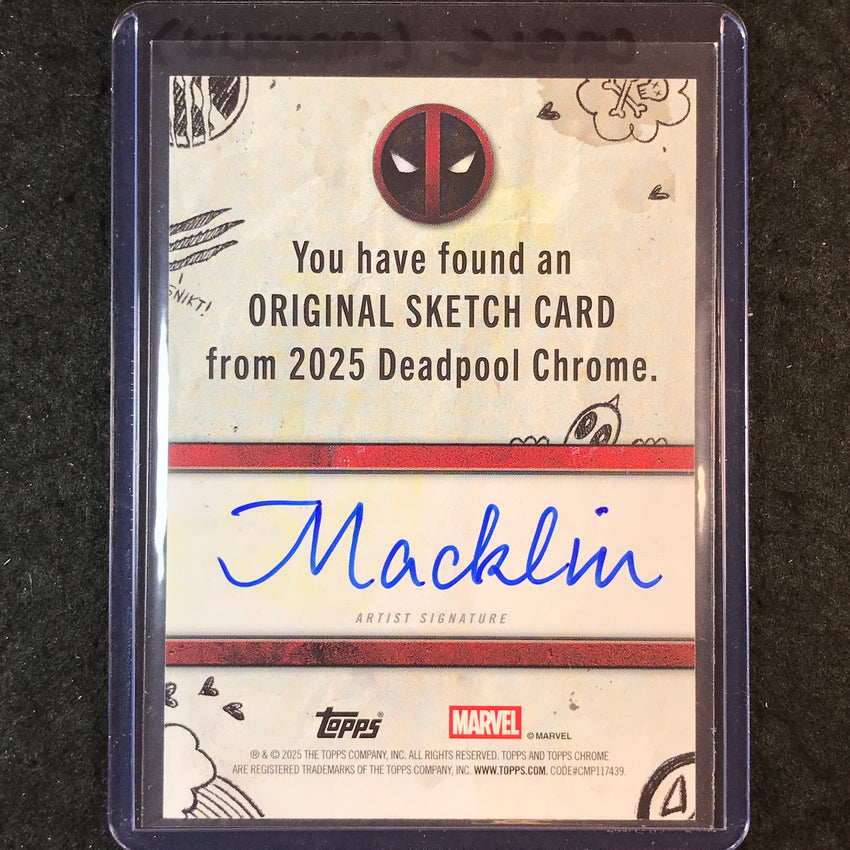 2025 Topps Chrome Deadpool CABLE Artist Sketch 1/1 MACKLIN