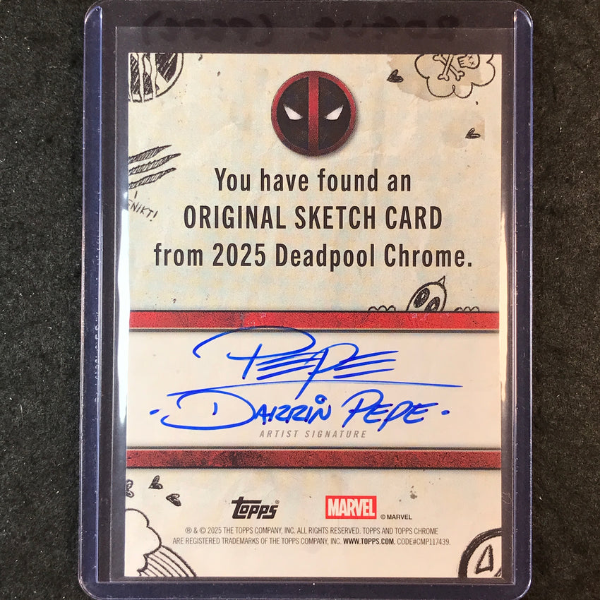 2025 Topps Chrome Deadpool ROGUE Artist Sketch 1/1 DARRIN PEPE