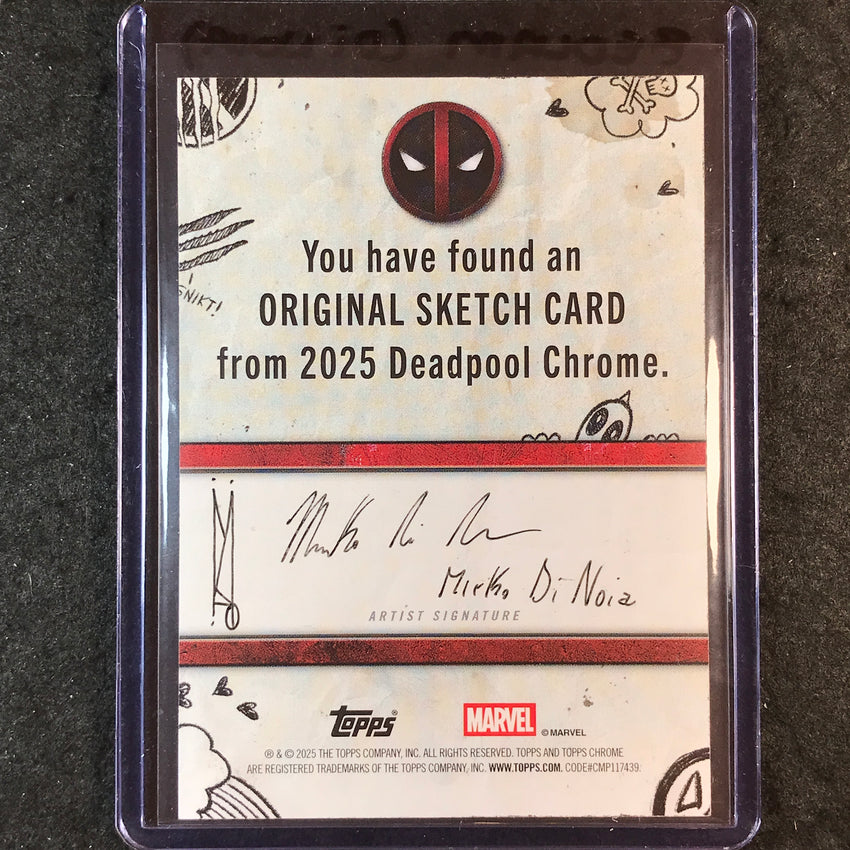 2025 Topps Chrome Deadpool BEDLAM Artist Sketch 1/1 MIRKO DI NOIA