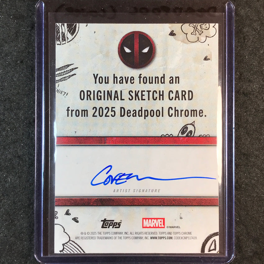 2025 Topps Chrome Deadpool DEADPOOL Artist Sketch 1/1 ROY COVER
