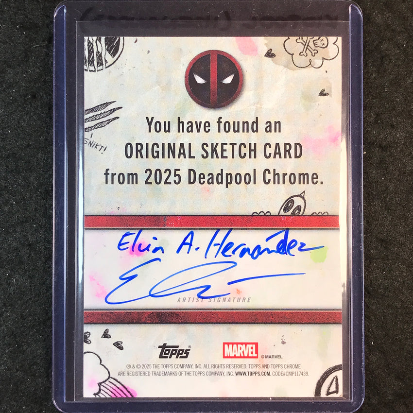 2025 Topps Chrome Deadpool KIDPOOL Artist Sketch 1/1 ELVIN A. HERNANDEZ