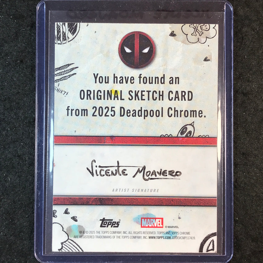 2025 Topps Chrome Deadpool DEADPOOL WOLVERINE Artist Sketch 1/1 VICENTE MOAVERO