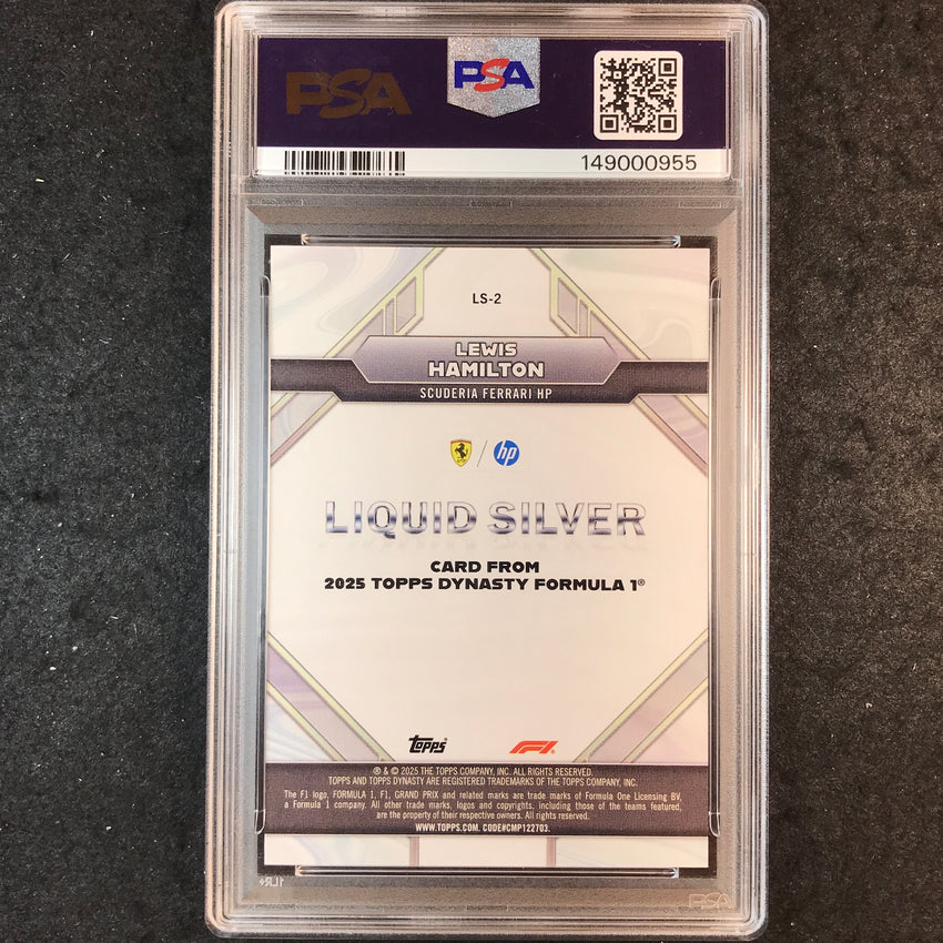 2025 Topps Dynasty Formula 1 LEWIS HAMILTON Liquid Silver #2 PSA 10 (955)