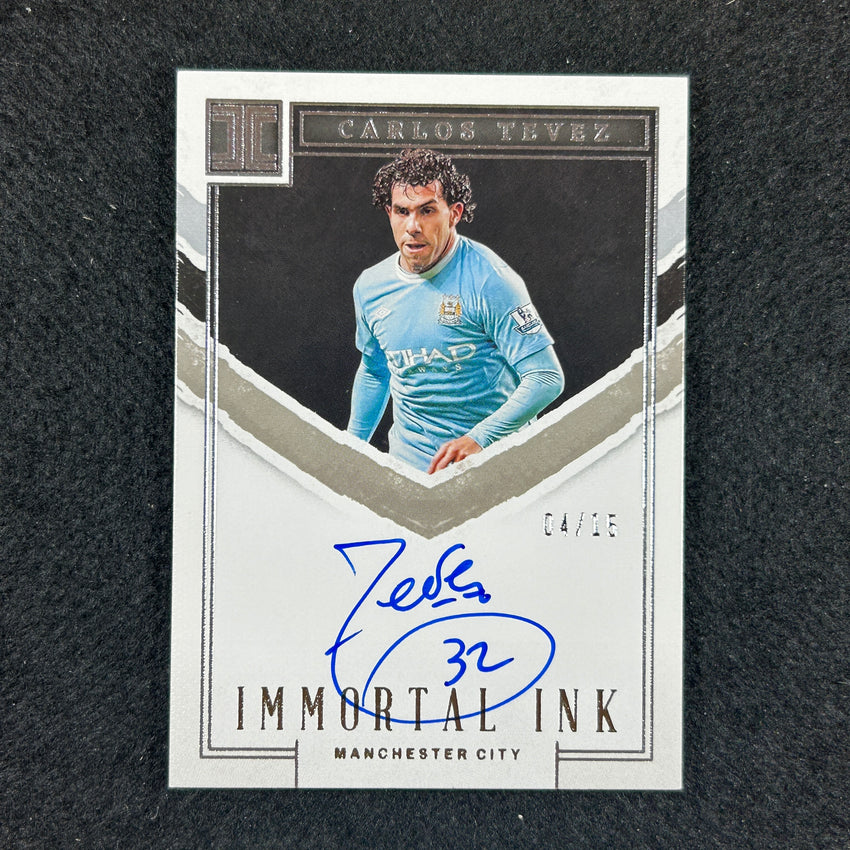 2022-23 Impeccable Epl Carlos Tevez Immortal Ink Auto Silver 4/15