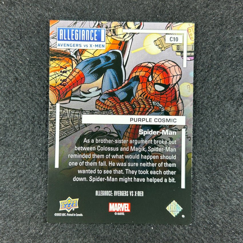 2023 Marvel Allegiance Avengers Vs. X-men Spider-man Base Purple Cosmic 29/99
