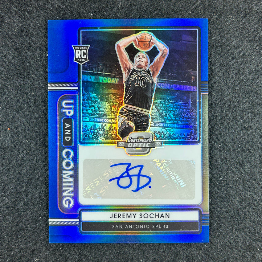 2022-23 Contenders Optic Jeremy Sochan Up And Coming Rookie Auto Blue 61/75