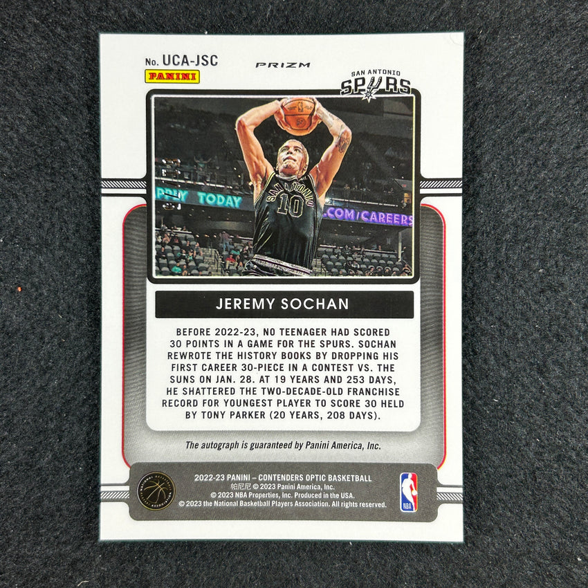 2022-23 Contenders Optic Jeremy Sochan Up And Coming Rookie Auto Blue 61/75