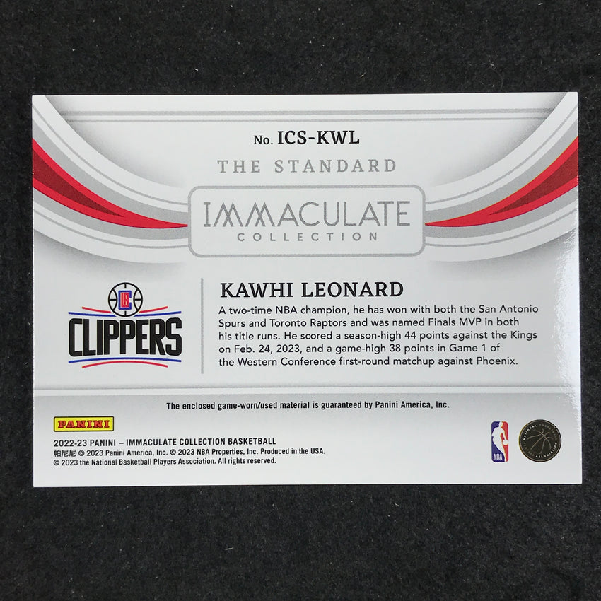2022-23 Immaculate Kawhi Leonard The Standard Jersey Relic 76/99