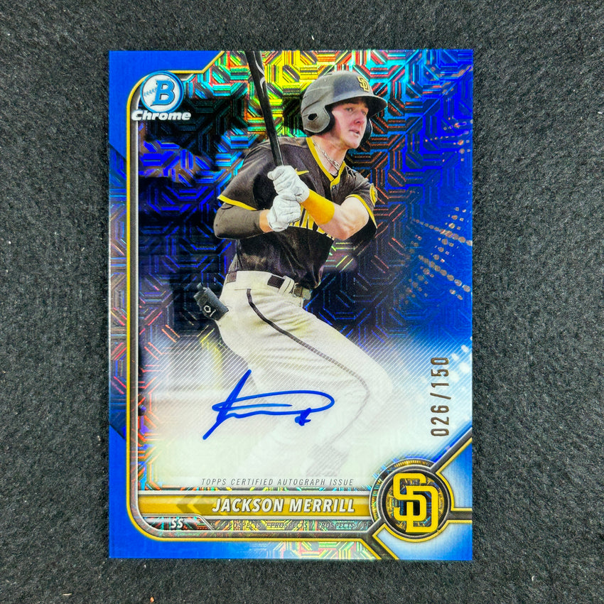2022 Bowman Chrome Jackson Merrill 1st Prospect Auto Blue Hta Choice 26/150