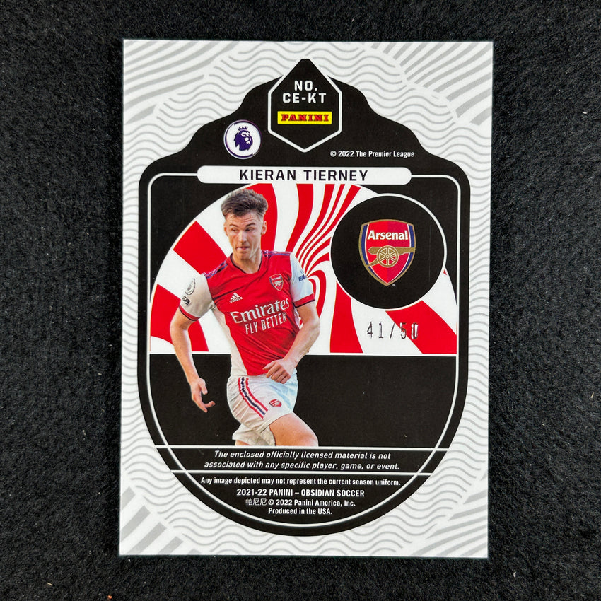 2021-22 Obsidian Kieran Tierney Cutting Edge Dual Jersey Electric Orange 41/50