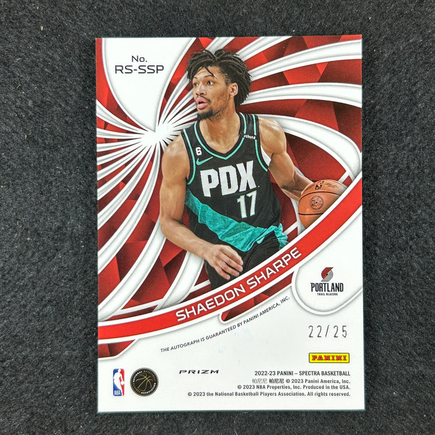 2022-23 Spectra Shaedon Sharpe Radiant Signatures Rookie Auto Meta 22/25