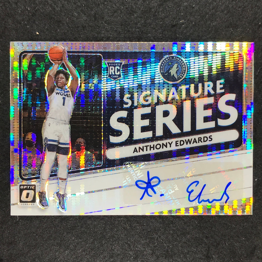 2020-21 Donruss Optic Anthony Edwards Signature Series Rookie Auto Pulsar 2/17
