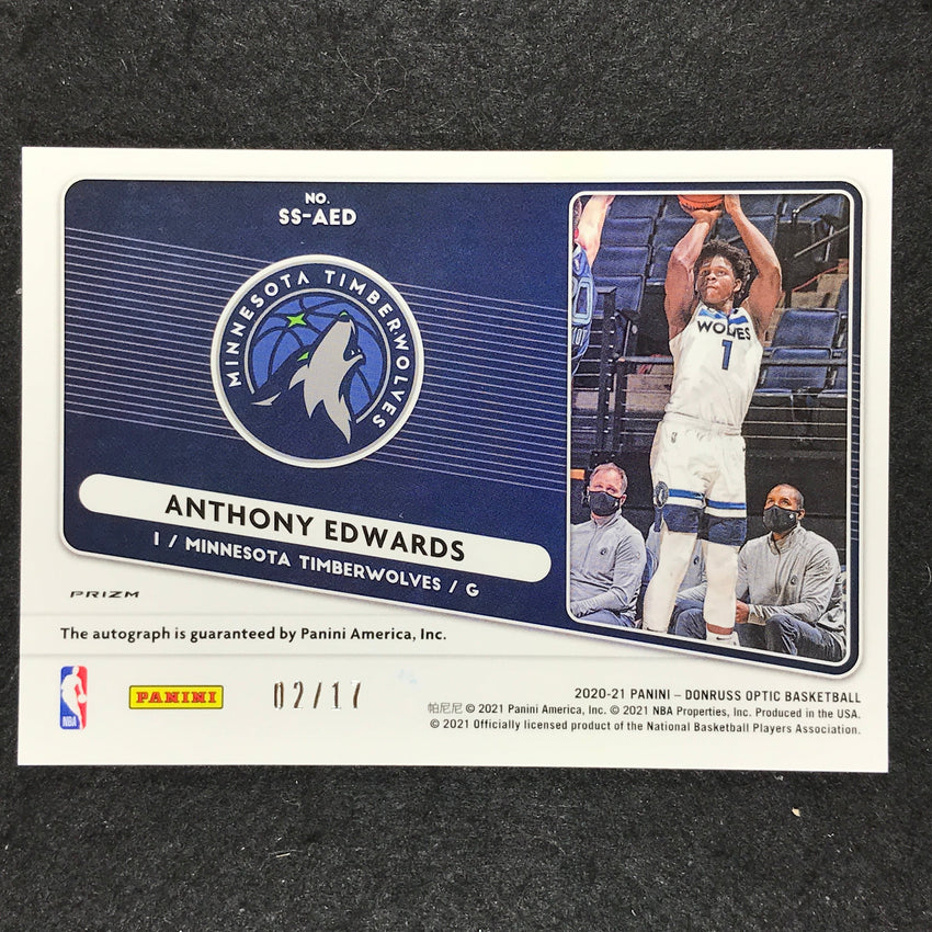 2020-21 Donruss Optic Anthony Edwards Signature Series Rookie Auto Pulsar 2/17