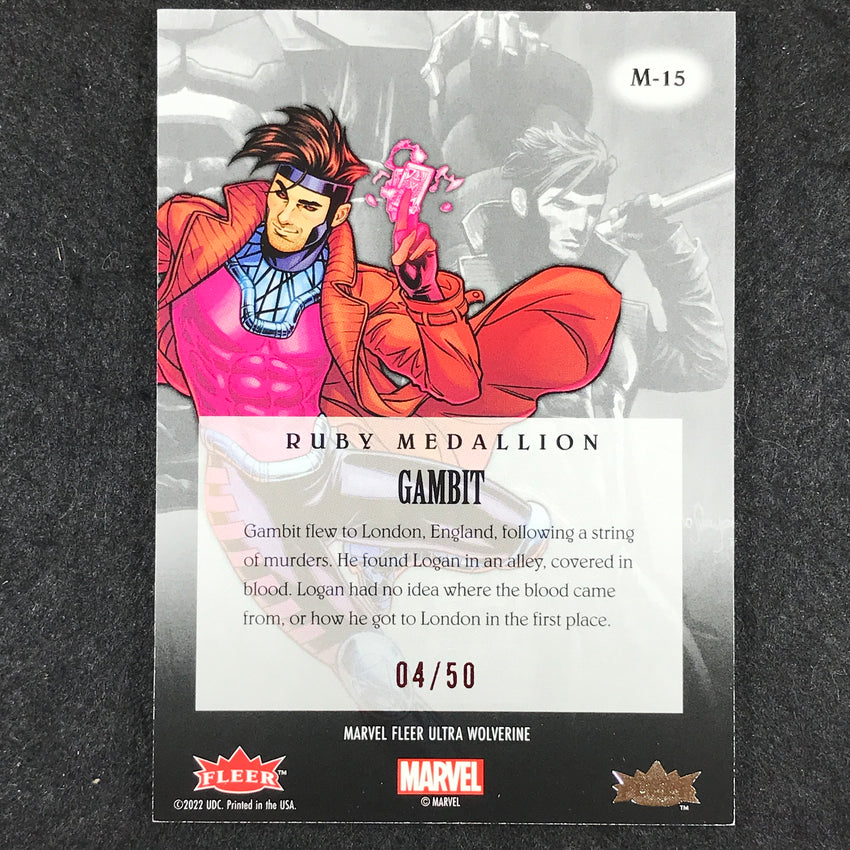 2023 Fleer Ultra Wolverine GAMBIT Medallions Red 4/50 #15
