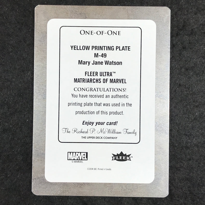 2024 Matriarchs of Marvel MARY JANE WATSON Yellow Printing Plate 1/1 #M-49
