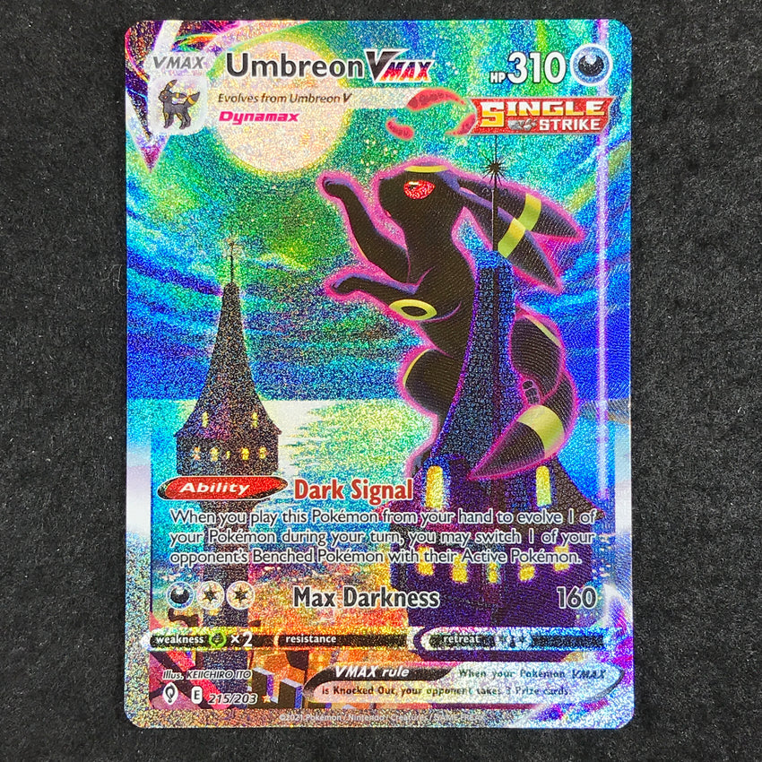 A) Alternate Art - Umbreon Vmax - 215/203 - Secret Rare - Evolving Sk Cherry Collectables A) Alternate Art - Umbreon Vmax - 215/203 - Secret Rare - Evolving Sk Cherry Collectables