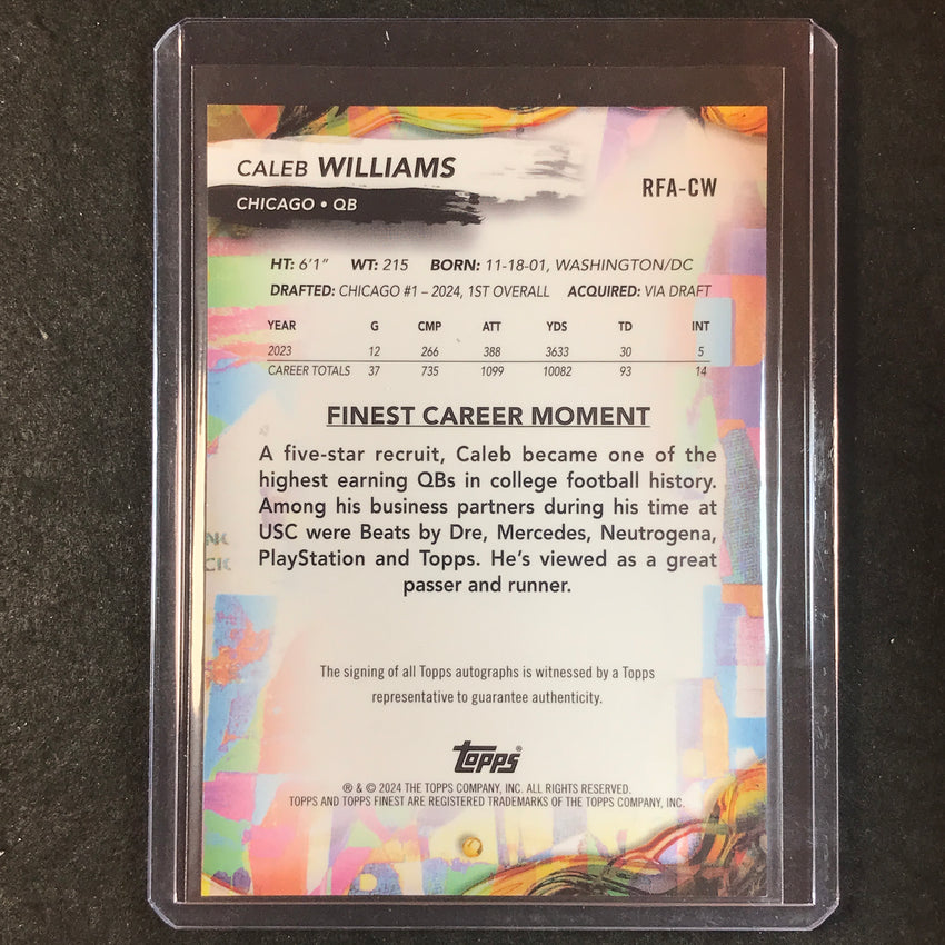 2024 Topps Finest NFL CALEB WILLIAMS Rookie Autograph Black Refractor 7/25