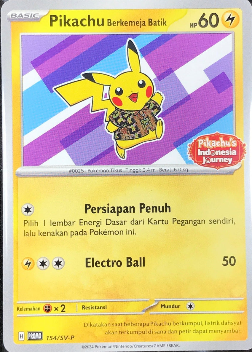 SEALED Pikachu Wearing a Batik Shirt  - 154/SV-P Pikachu's Indonesia Journey Promo