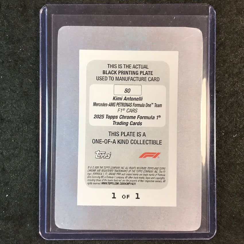 2025 Topps Chrome F1 KIMI ANTONELLI Rookie Printing Plate Black 1/1 #80