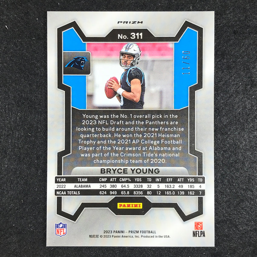 2023 Prizm Football Bryce Young Rookie Base Orange Wave 11/60