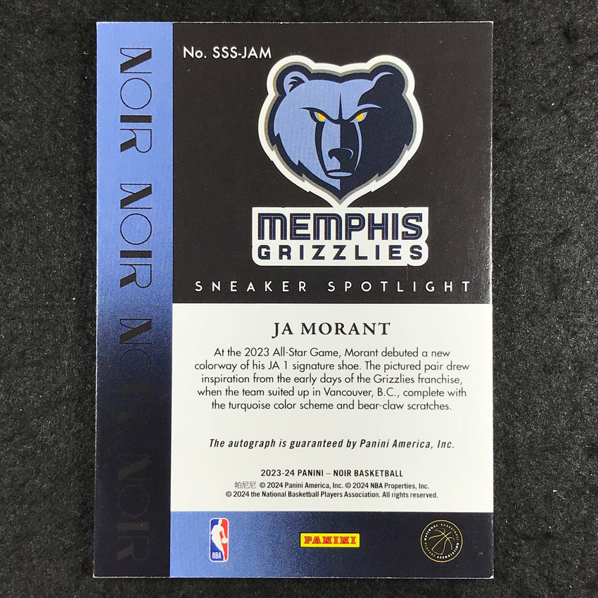 2023-24 Noir NBA JA MORANT Sneaker Spotlight Signatures Auto 16/99