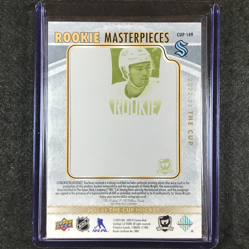 2022-23 The Cup SHANE WRIGHT Rookie Masterpieces Printing Plate Patch Auto 1/1