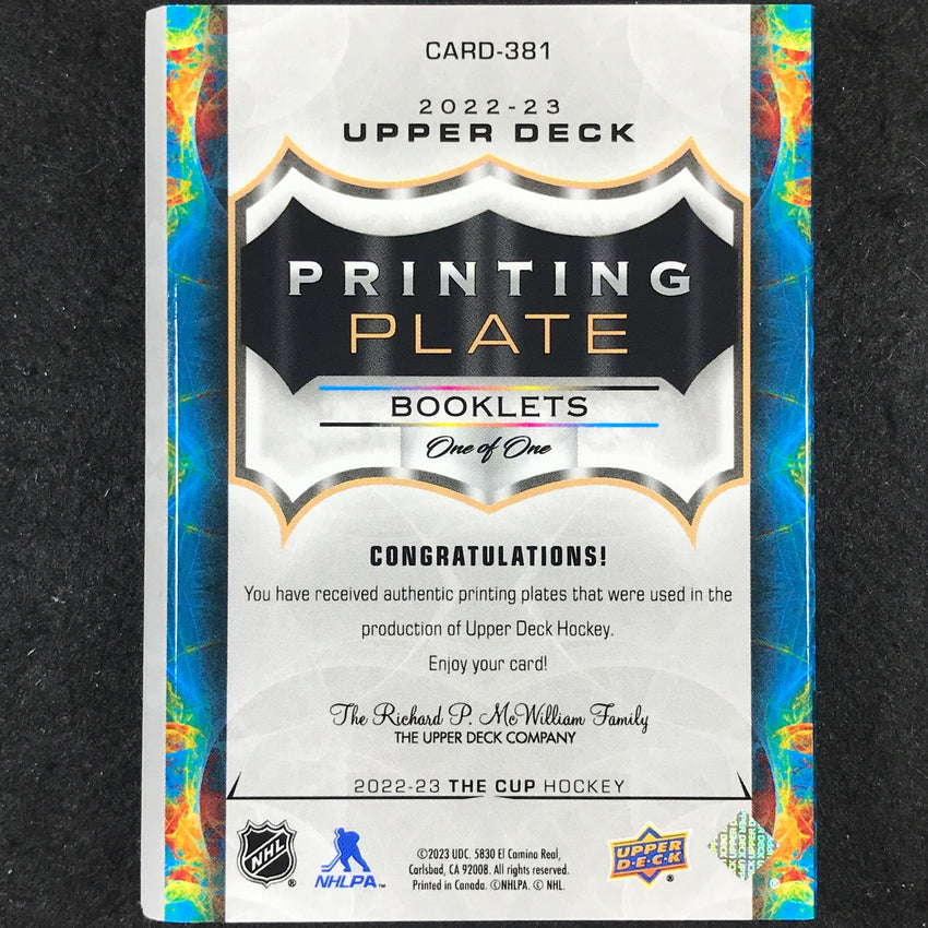 2022-23 The Cup Hockey THOMAS CHABOT Printing Plate Booklet 1/1 #381