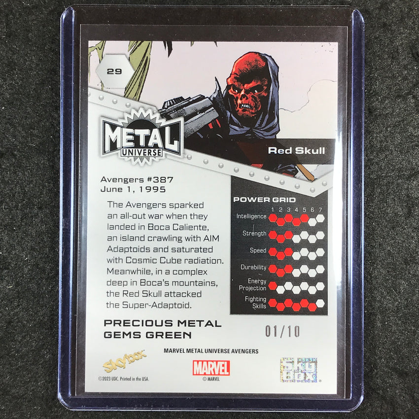 2024 Marvel Metal Universe Avengers RED SKULL Precious Metal Gems Green 1/10 #29