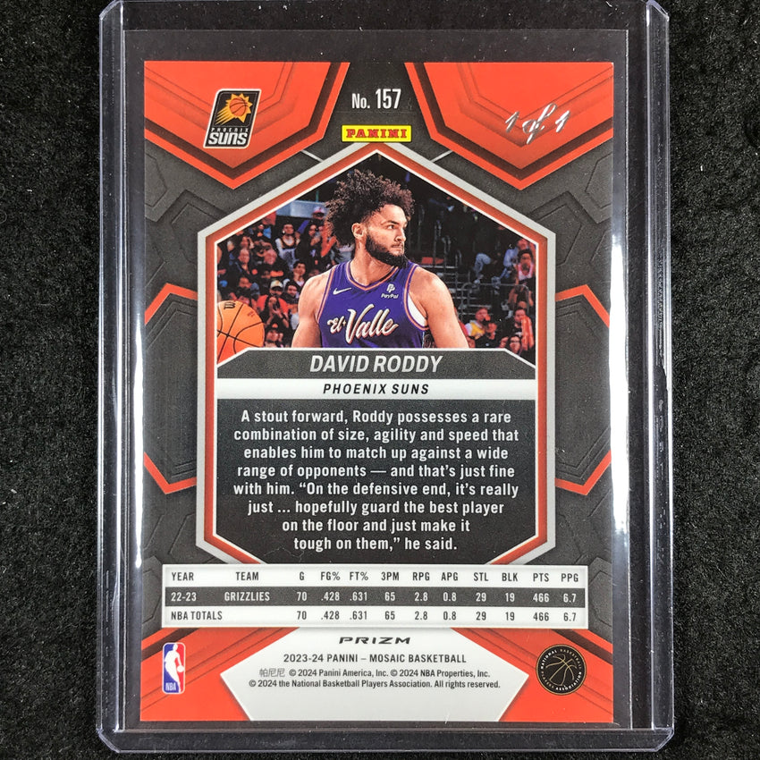 2023-24 Mosaic DAVID RODDY Base Black Fast Break 1/1 #157