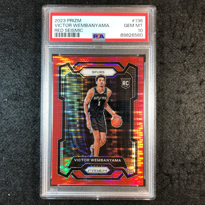 2023 Prizm VICTOR WEMBANYAMA Rookie Red Seismic 9/299 PSA 10 (560)