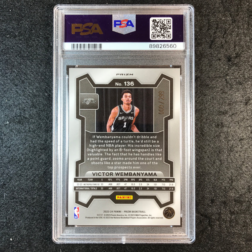 2023 Prizm VICTOR WEMBANYAMA Rookie Red Seismic 9/299 PSA 10 (560)