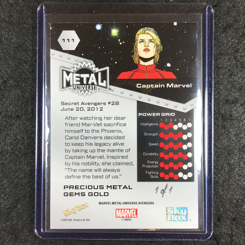 2024 Marvel Metal Universe Avengers CAPTAIN MARVEL Precious Metal Gems Gold 1/1