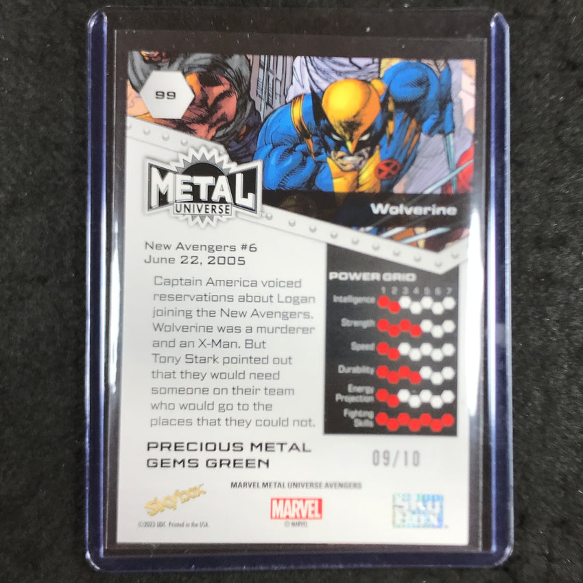 2024 Marvel Metal Universe Avengers WOLVERINE Precious Metal Gems Green 9/10 #99