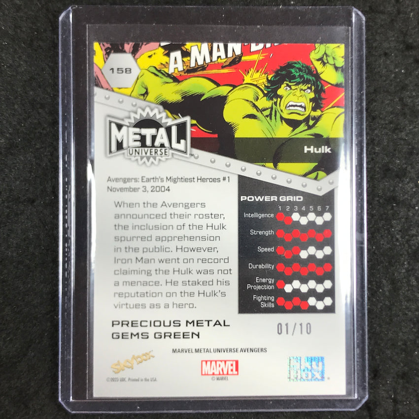 2024 Marvel Metal Universe Avengers HULK Precious Metal Gems Green 1/10 #158