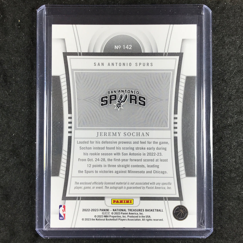 2022-23 National Treasures JEREMY SOCHAN Rookie Patch Auto Red 50/75 #142
